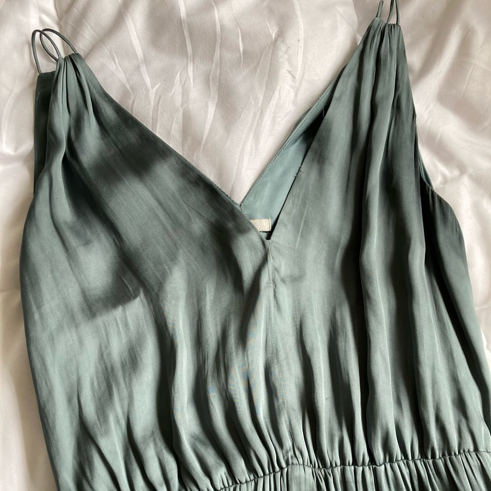 H&M metallic blue-gray satin gown